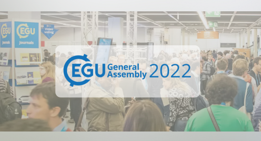 Conference with many people, EGU 2022 logo